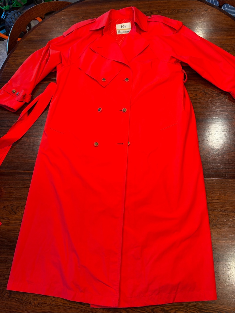 Vintage 1980's London Fog Red Double-Breasted Trench Coat